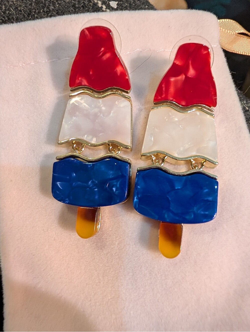 Colorful Popsicle Dangle Earrings with Gold Tone Back